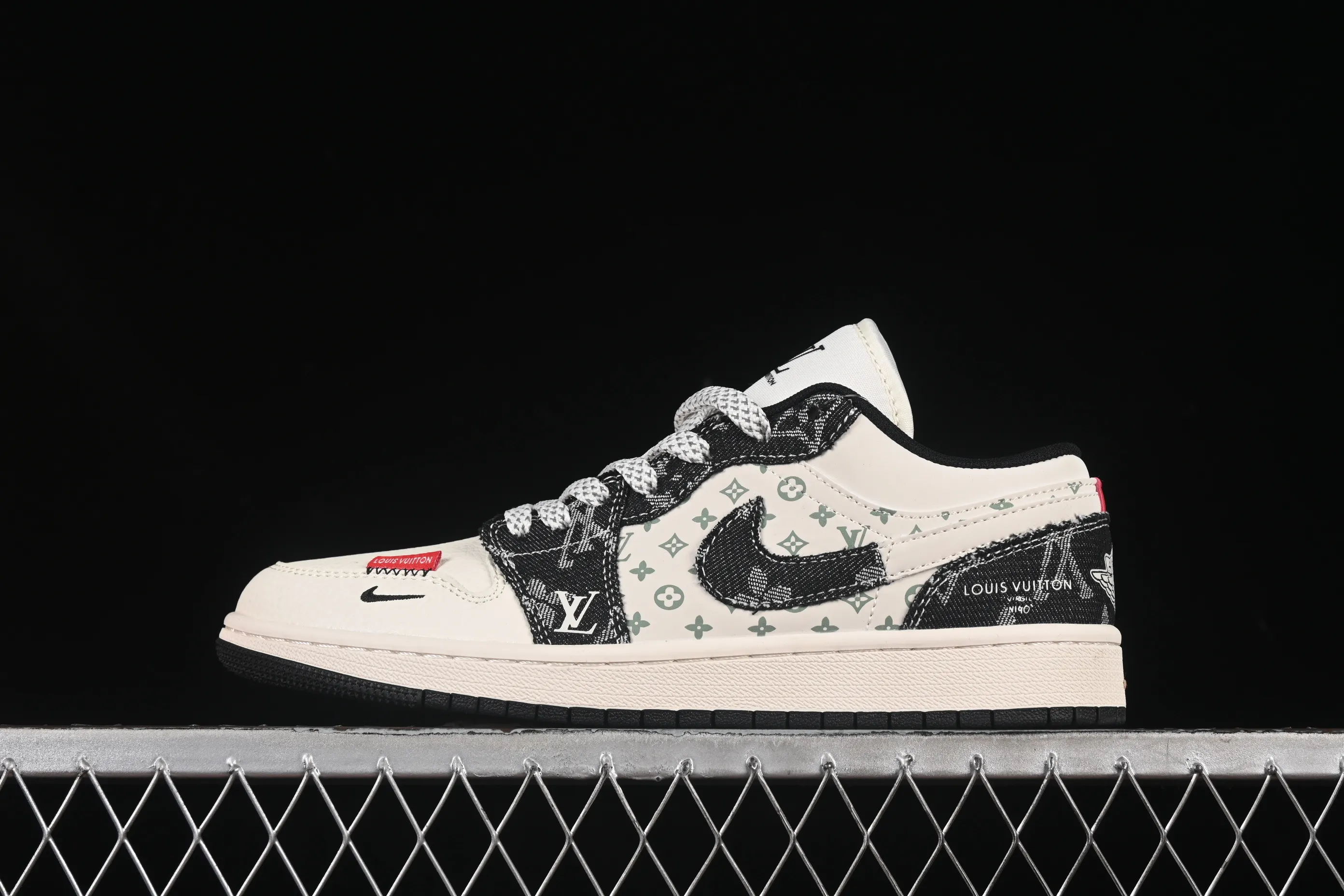 All categories Air Jordan Jordan series basketball shoes Air Jordan 1 Low High-end customized low-top sneakers Air Jordan 1 Low AJ Joe 1 LV joint black hook High-end customized low-top retro basketball shoes YX5066-332